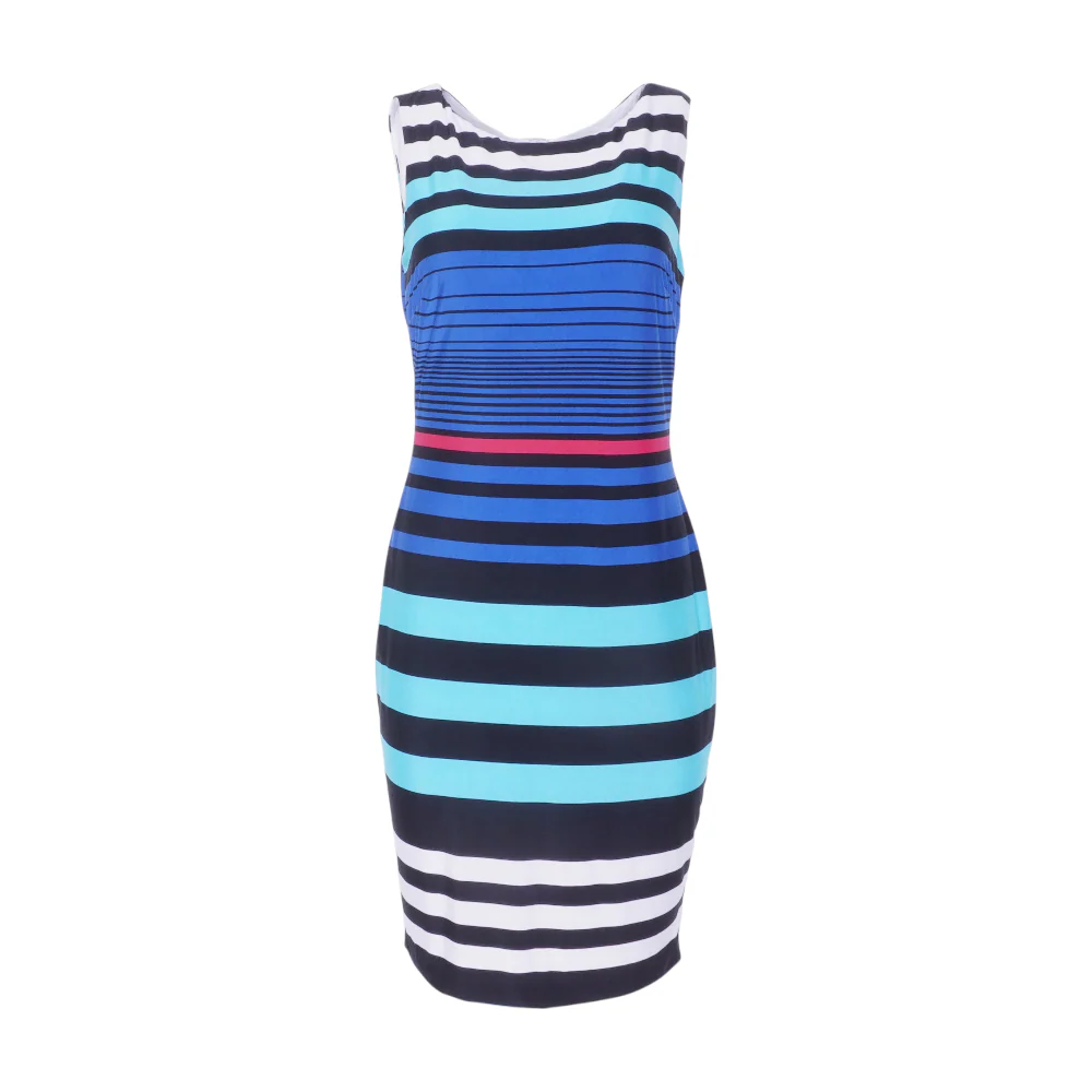 Blue Striped Midi Dress