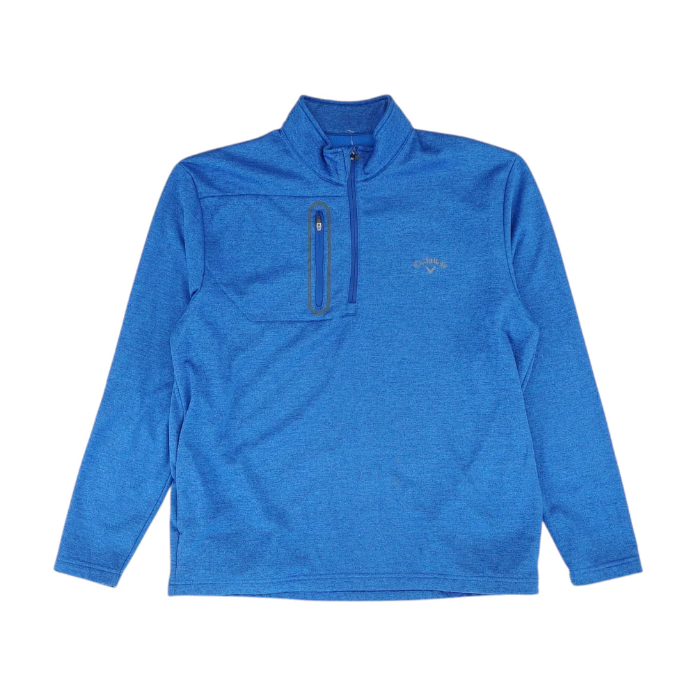 Blue Solid 1/4 Zip Pullover