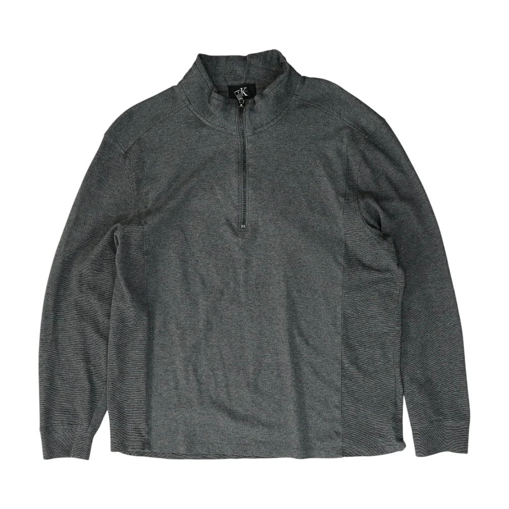 Gray Solid 1/4 Zip Pullover