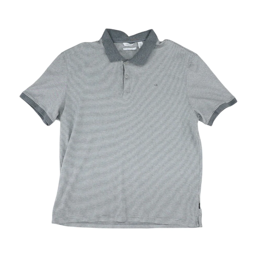 Gray Striped Short Sleeve Polo