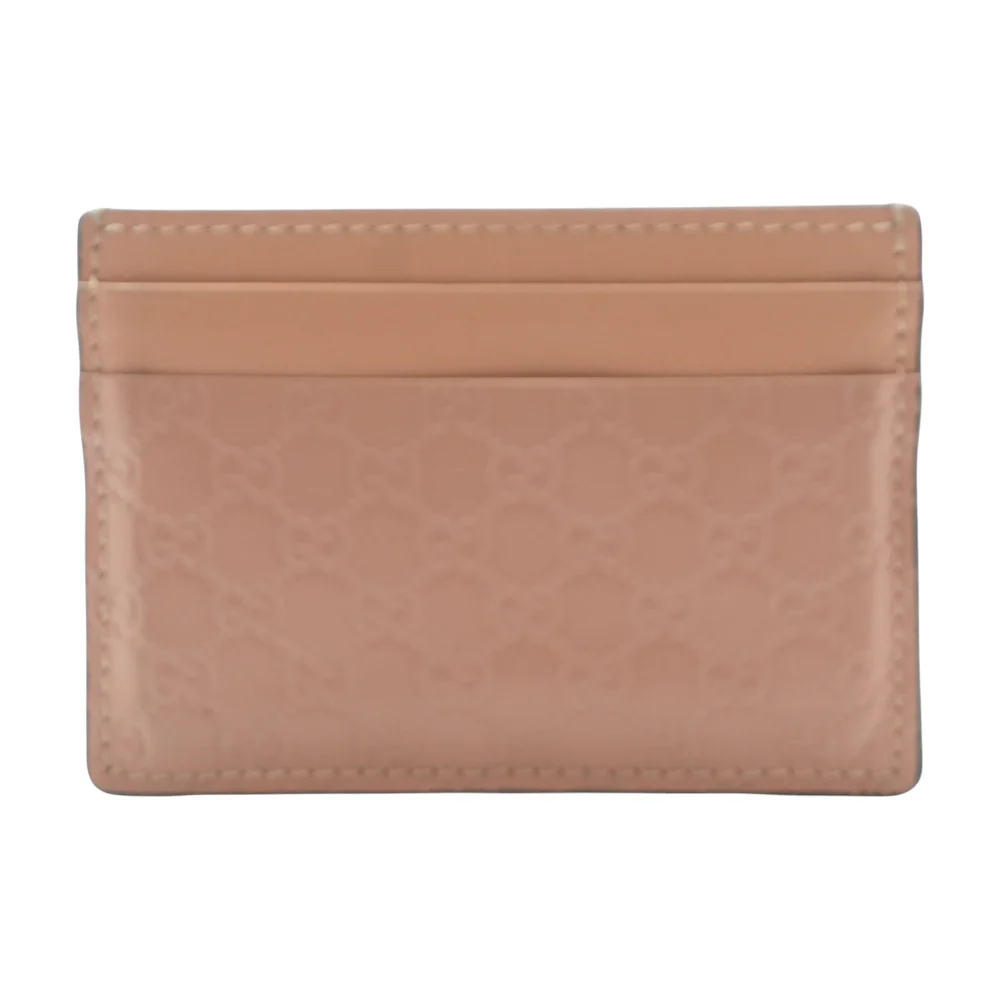 Pink Microguccissima Signature Leather Card Case