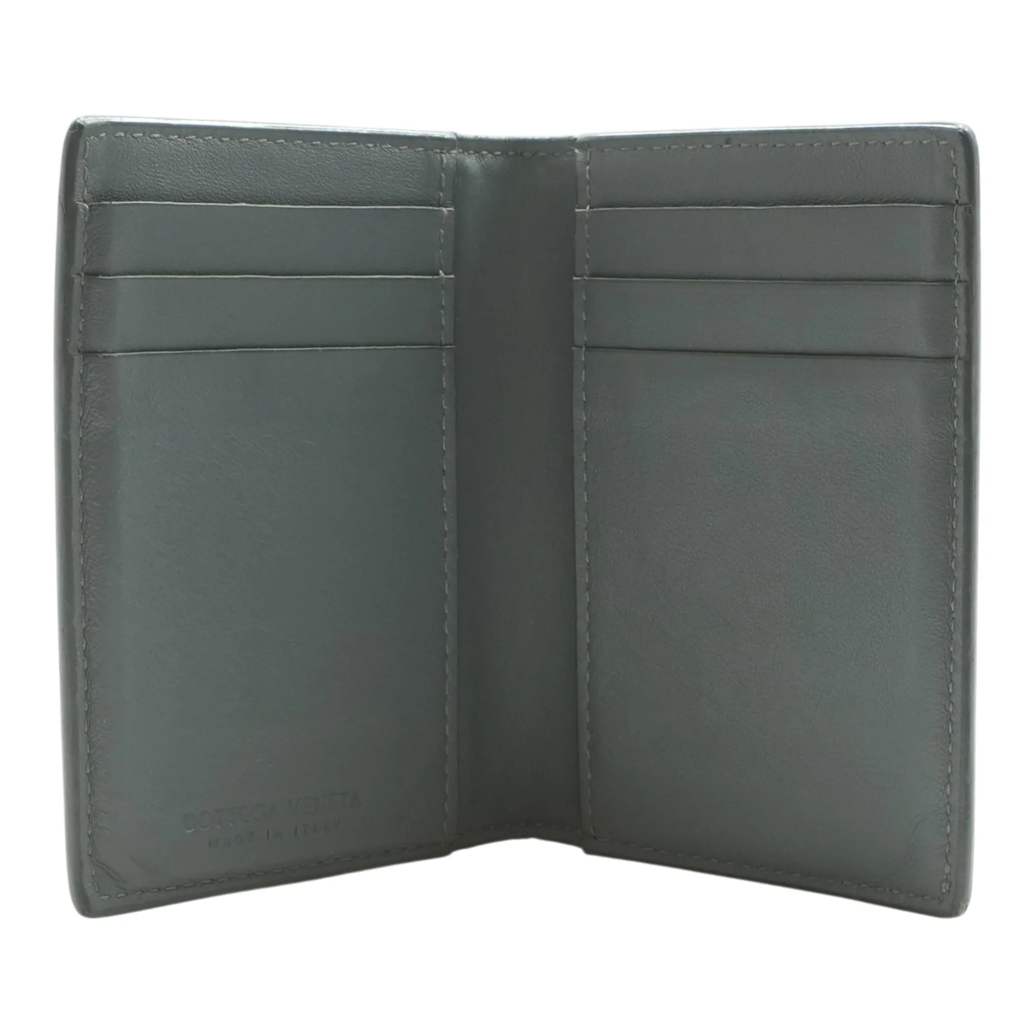 Gray Embossed Leather Bifold Card Holder - Image 4