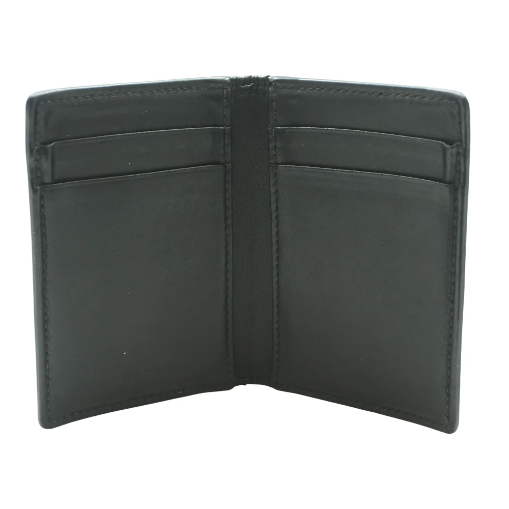 Charcoal Grey Check Folding Card Case - Image 3