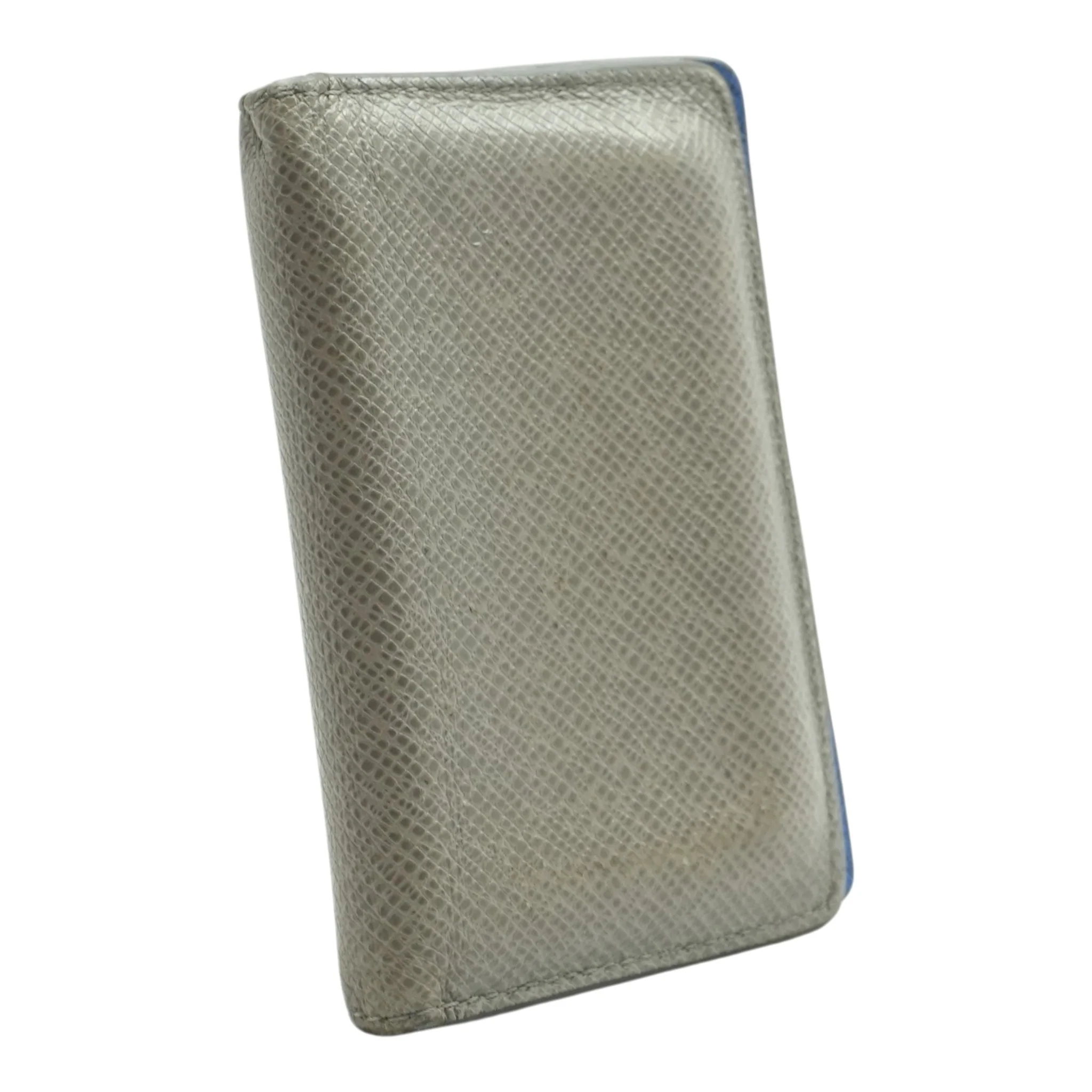 Gray Taiga Leather Pocket Organizer with Blue Interior - Image 3