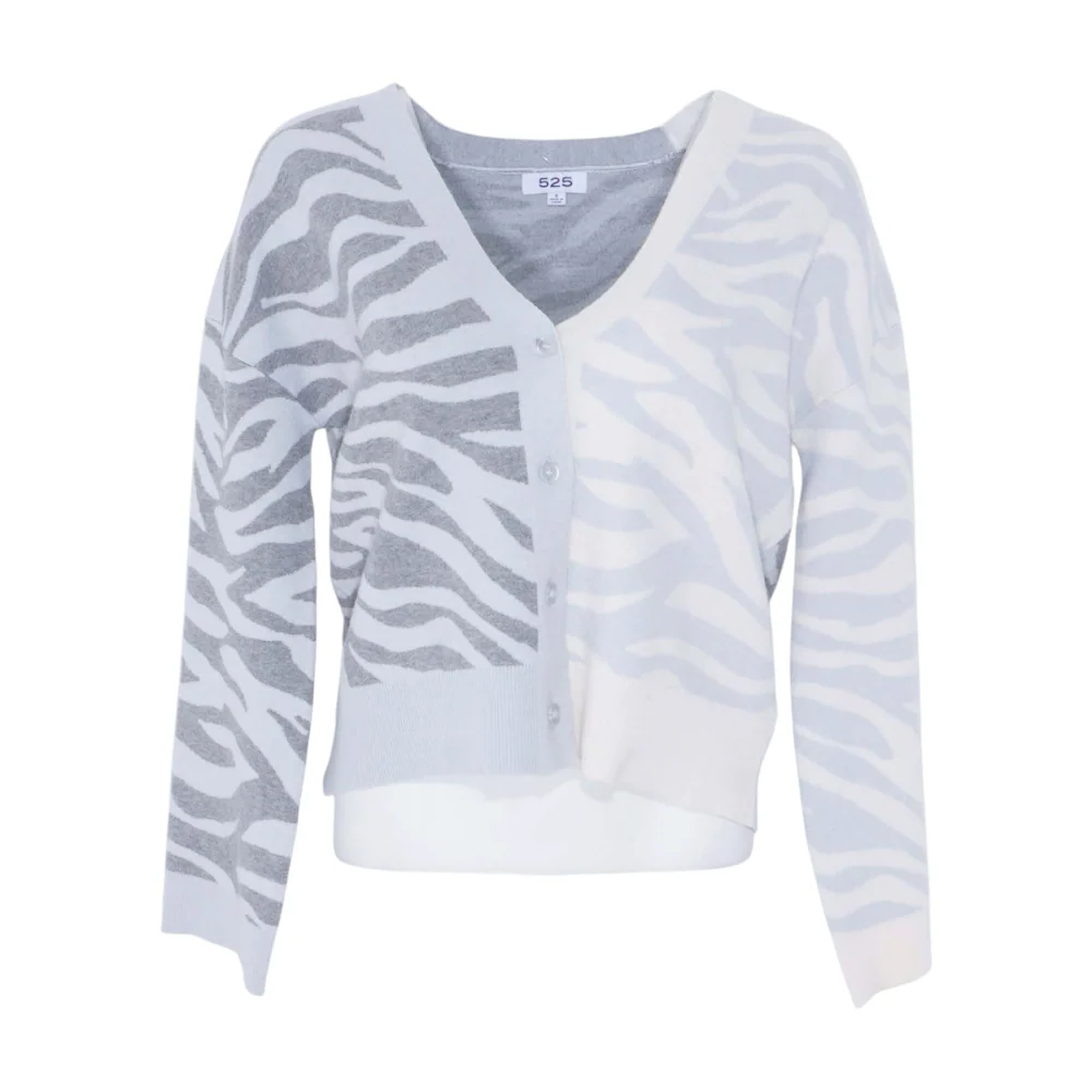 Blue Animal Print Cardigan Sweater