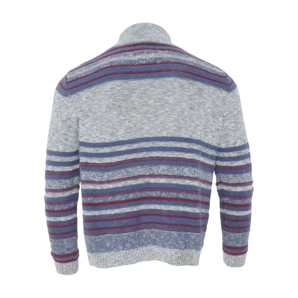 Gray Striped Cardigan Sweater - Image 2