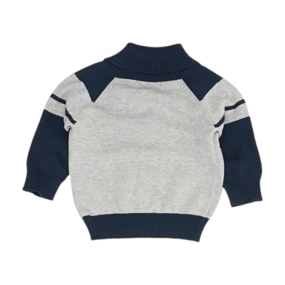Gray Color Block Cardigan Sweater - Image 2