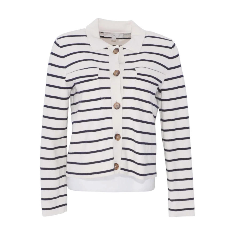 Ivory Striped Cardigan Sweater