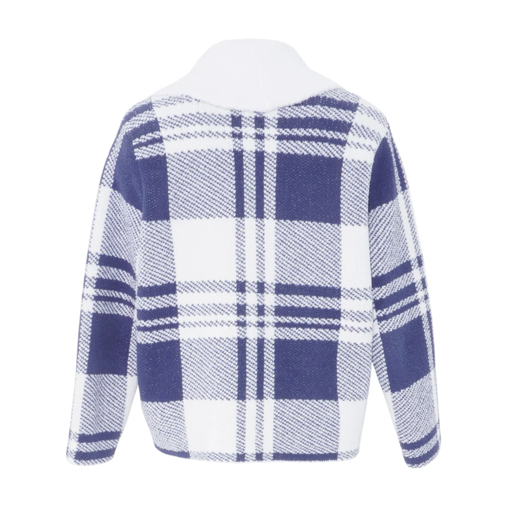 White Plaid Cardigan Sweater - Image 2