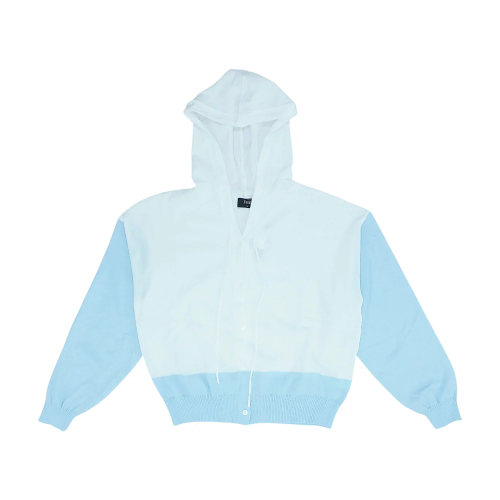 White Color Block Cardigan Sweater
