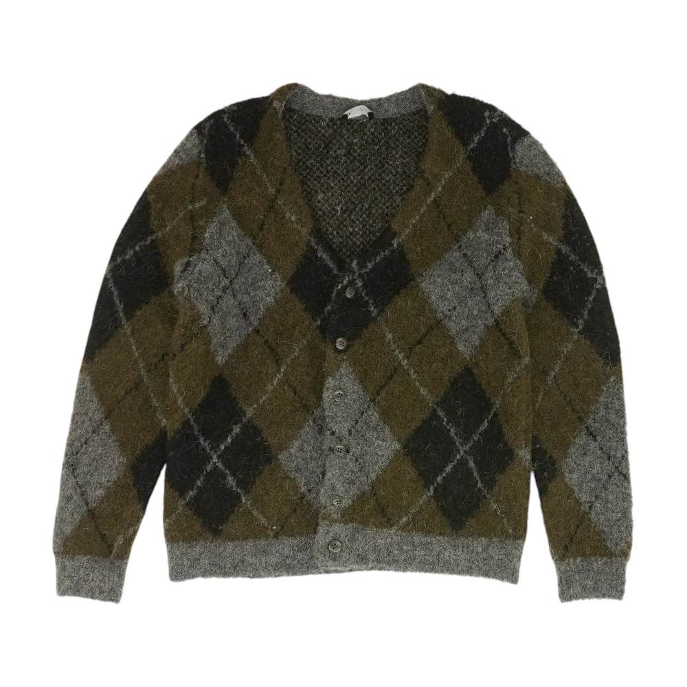 Olive Argyle Cardigan Sweater