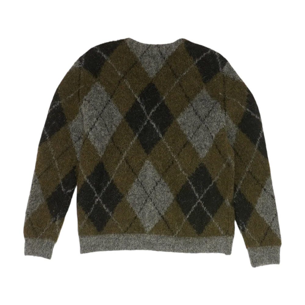 Olive Argyle Cardigan Sweater - Image 2