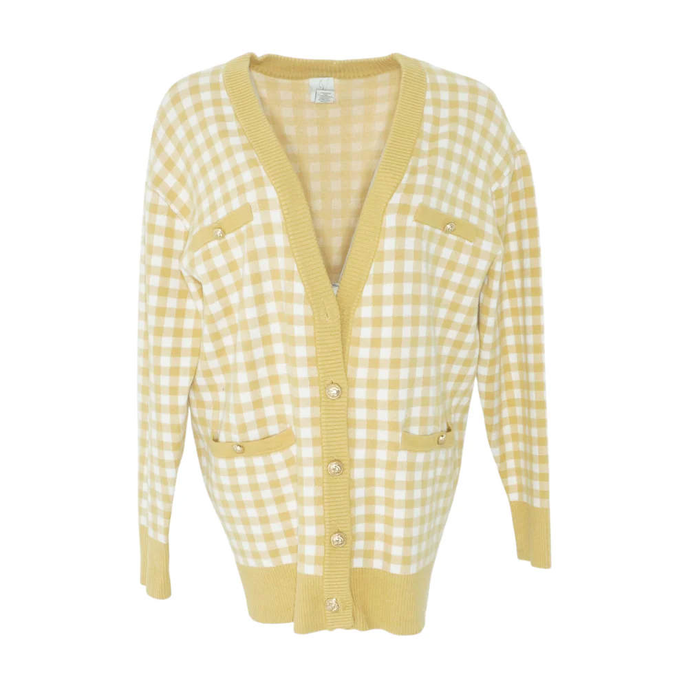 Yellow Check Cardigan Sweater