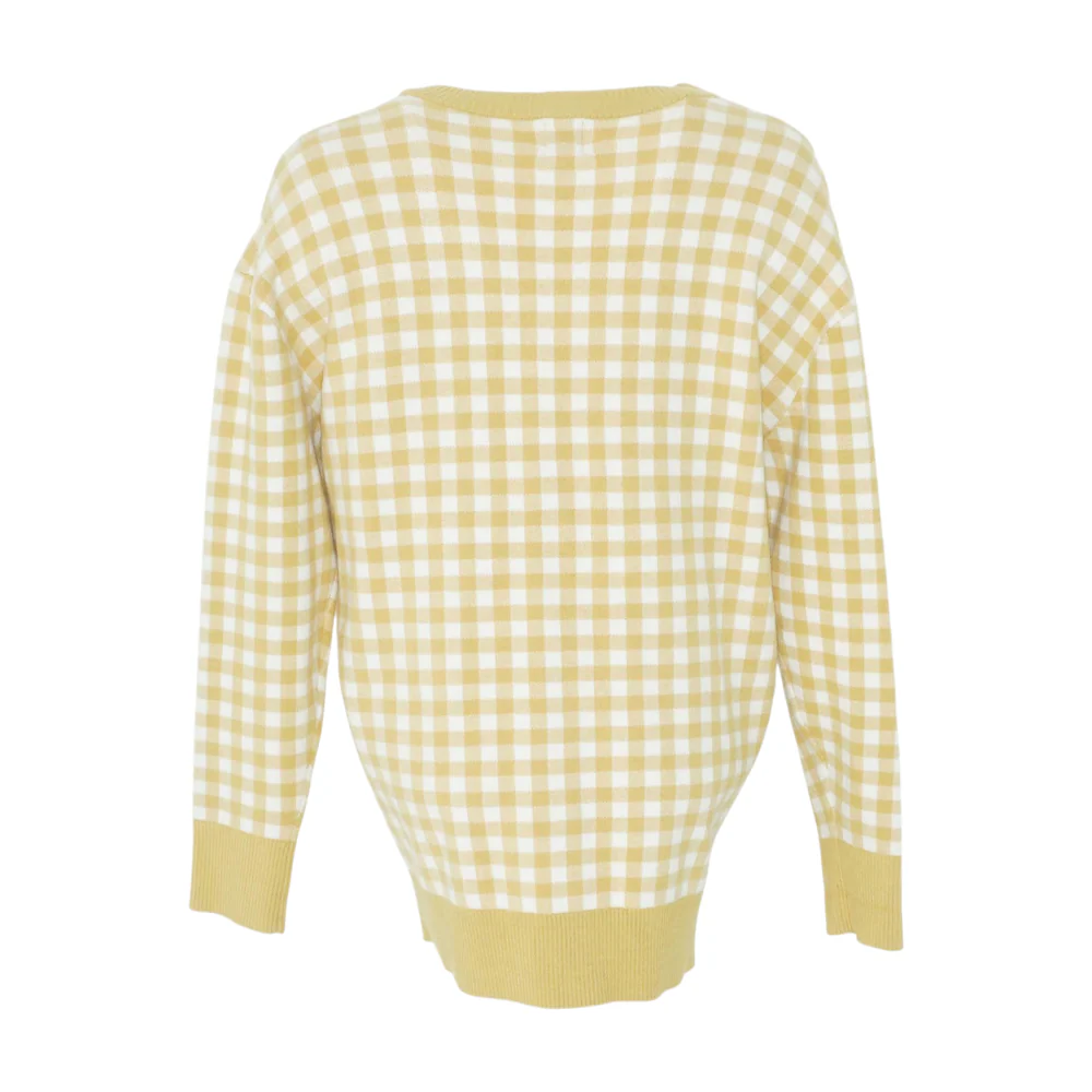Yellow Check Cardigan Sweater - Image 2