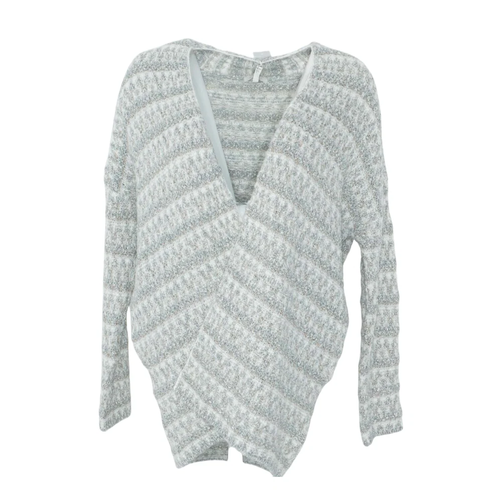 Gray Striped Cardigan Sweater