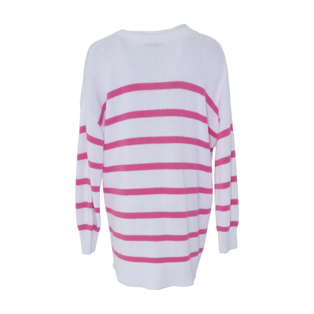 White Plus Striped Cardigan Sweater - Image 2