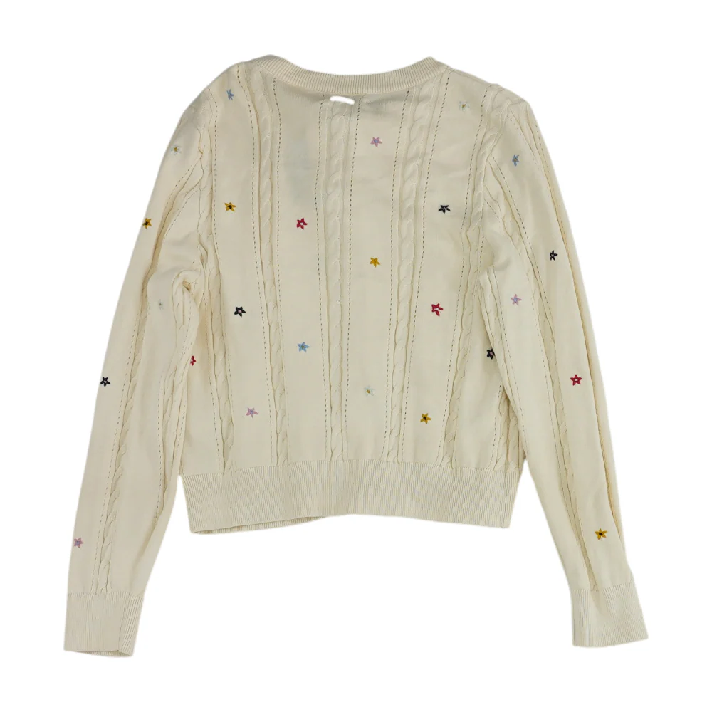 Cream Floral Cardigan Sweater - Image 2