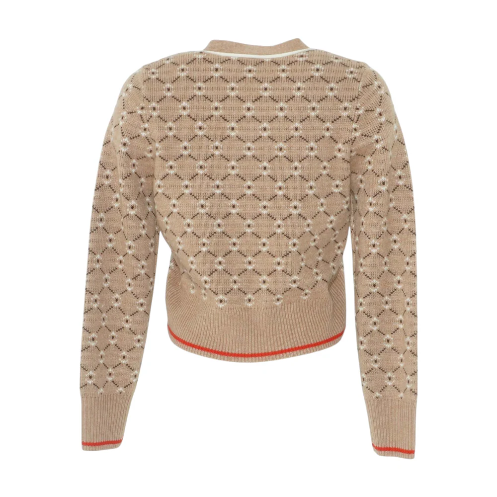 Brown Print Cardigan Sweater - Image 2