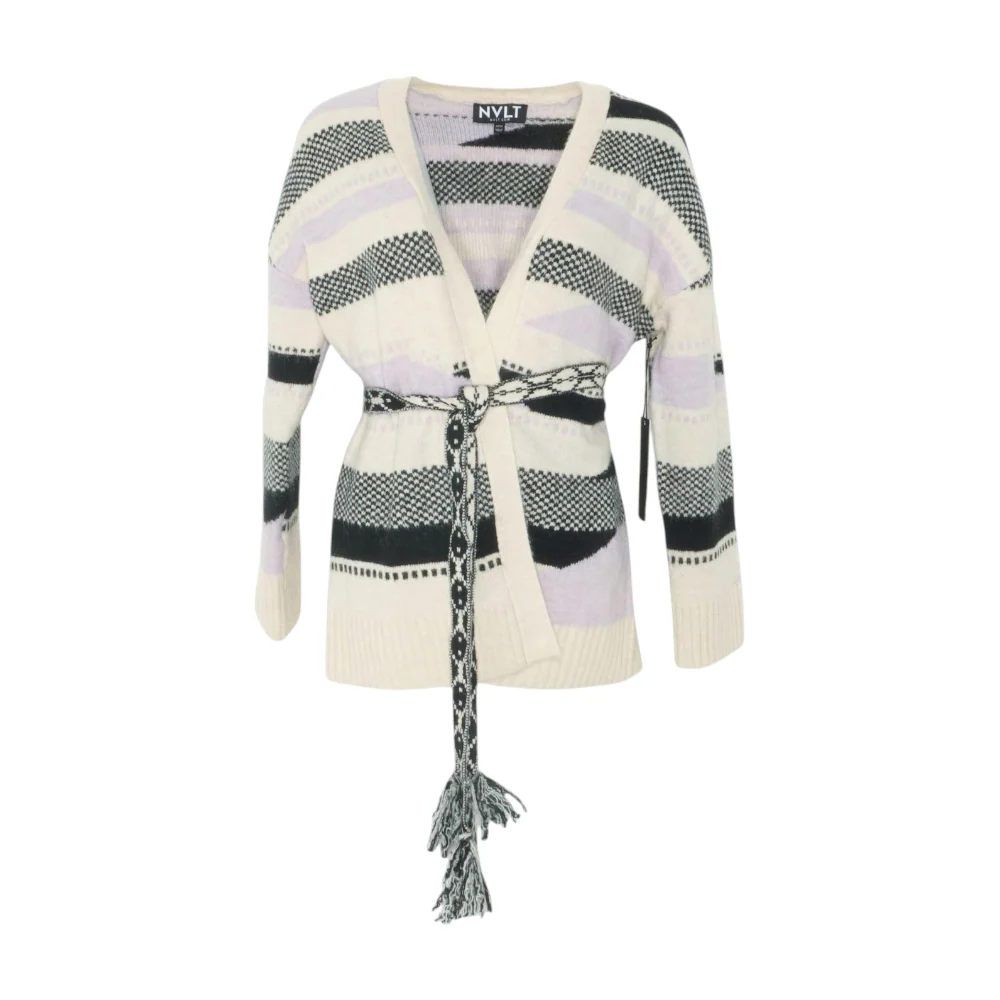 Ivory Striped Cardigan Sweater