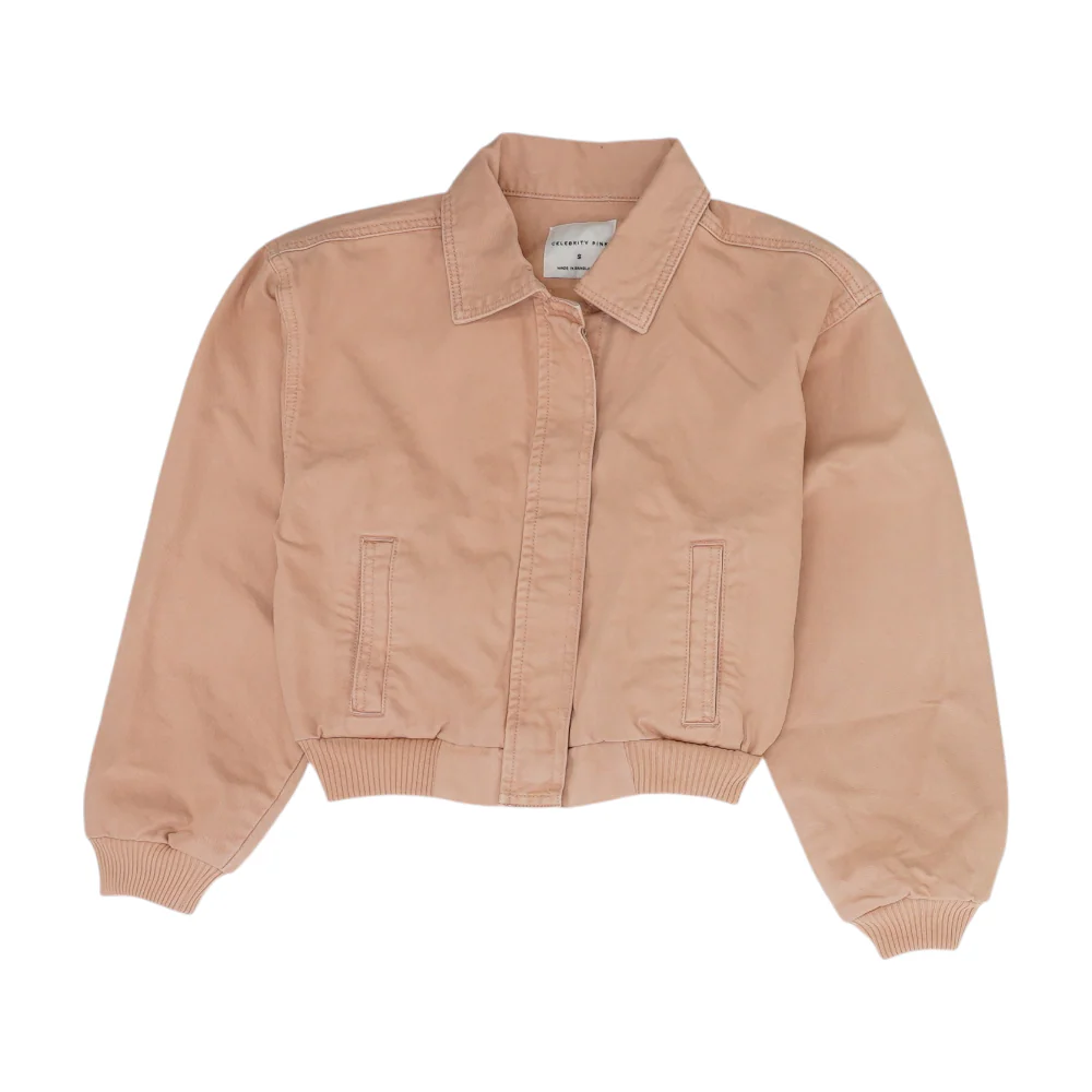 Pink Solid Denim Jacket