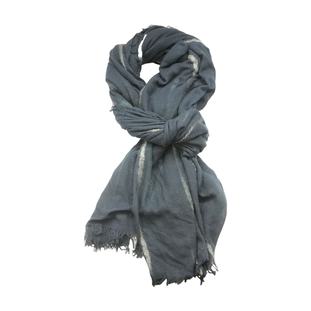 Navy Striped Polyester Scarf - Image 2