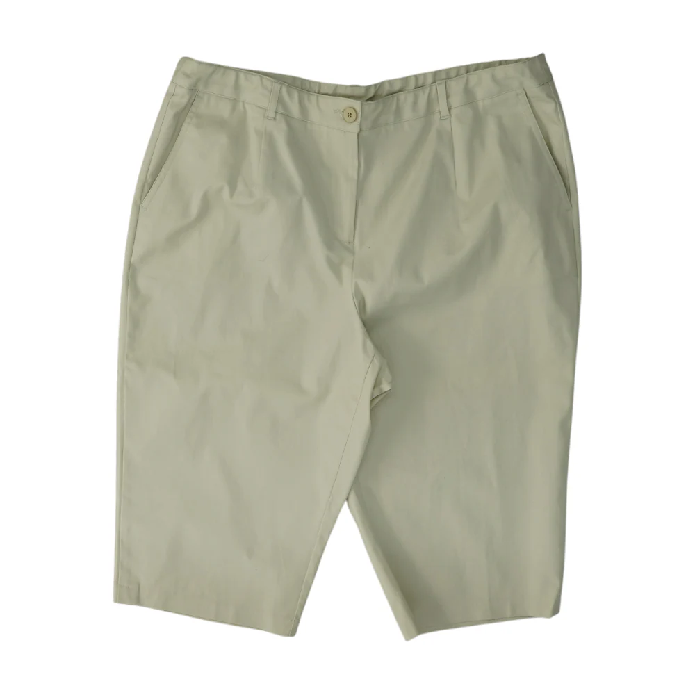 Khaki Solid Chino Capris