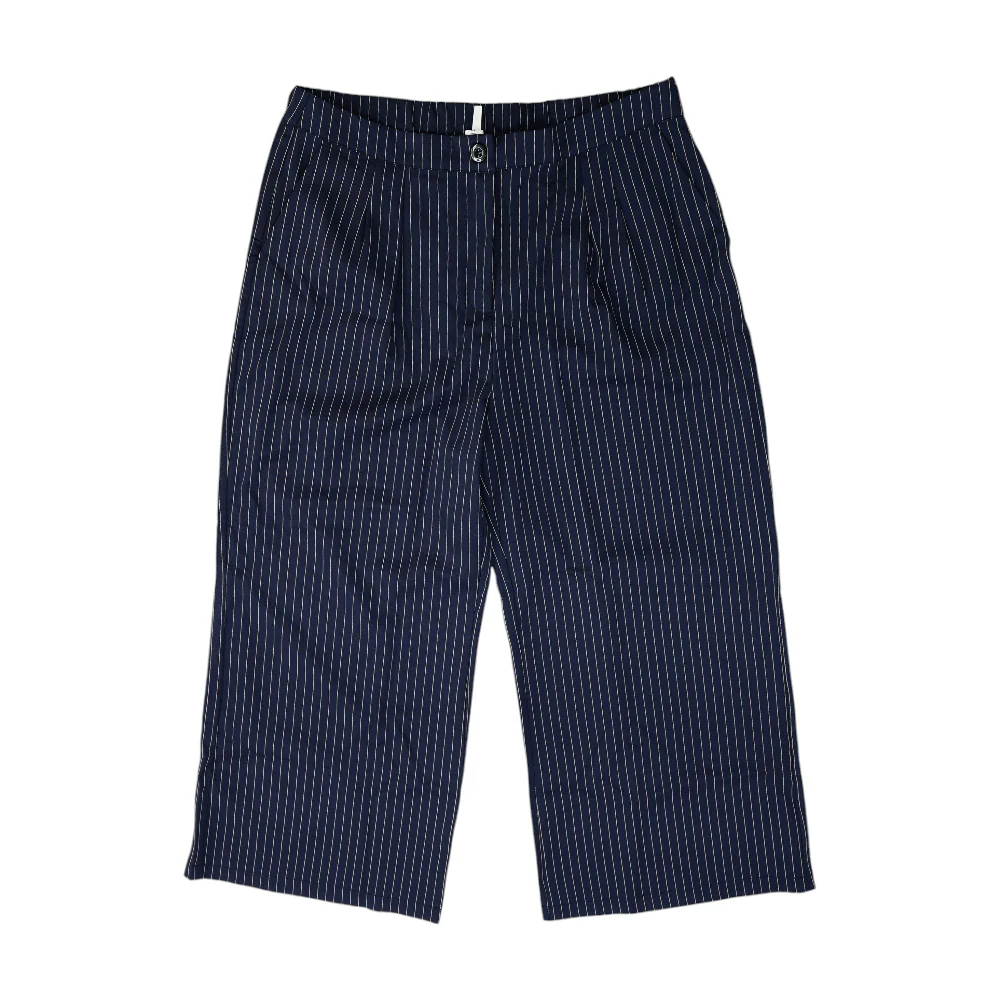 Navy Striped Wide Leg Pants
