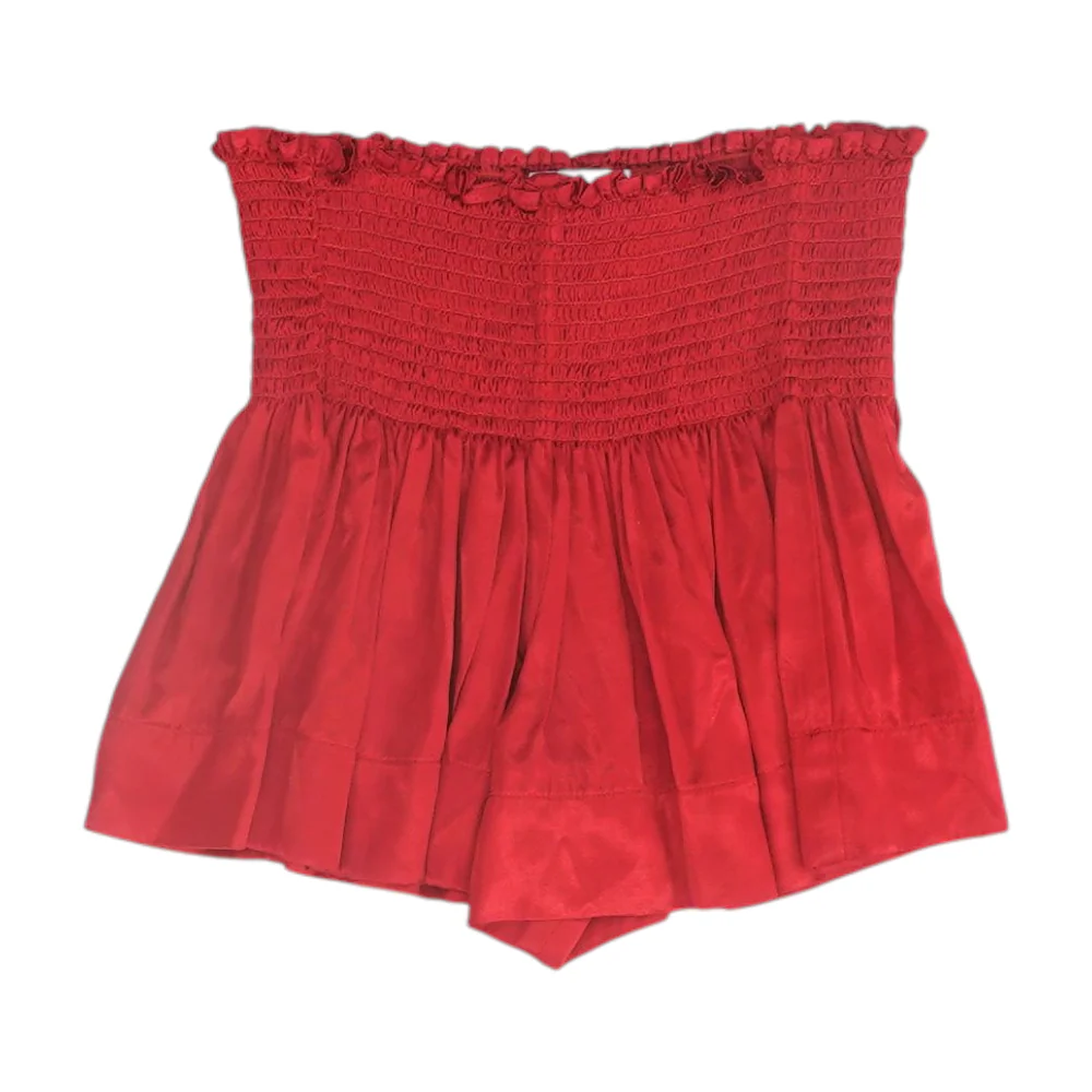 Red Solid Chino Shorts