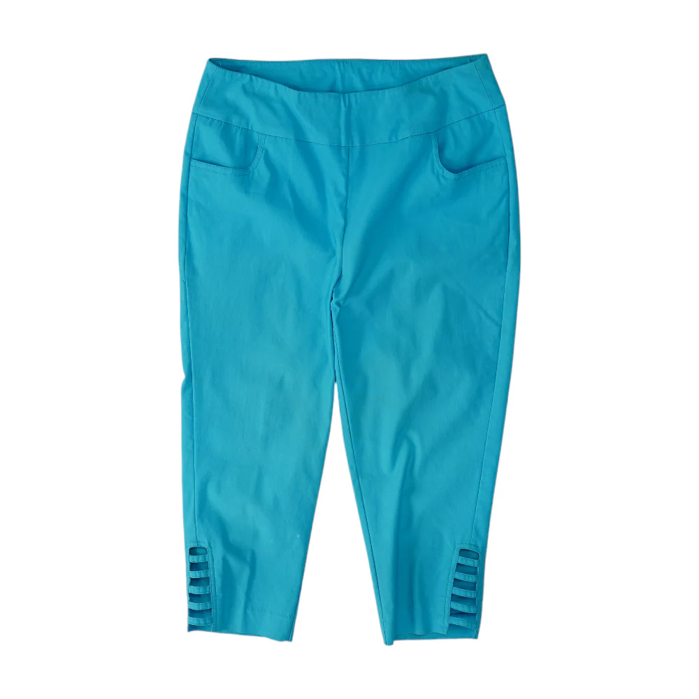 Blue Solid Chino Capris