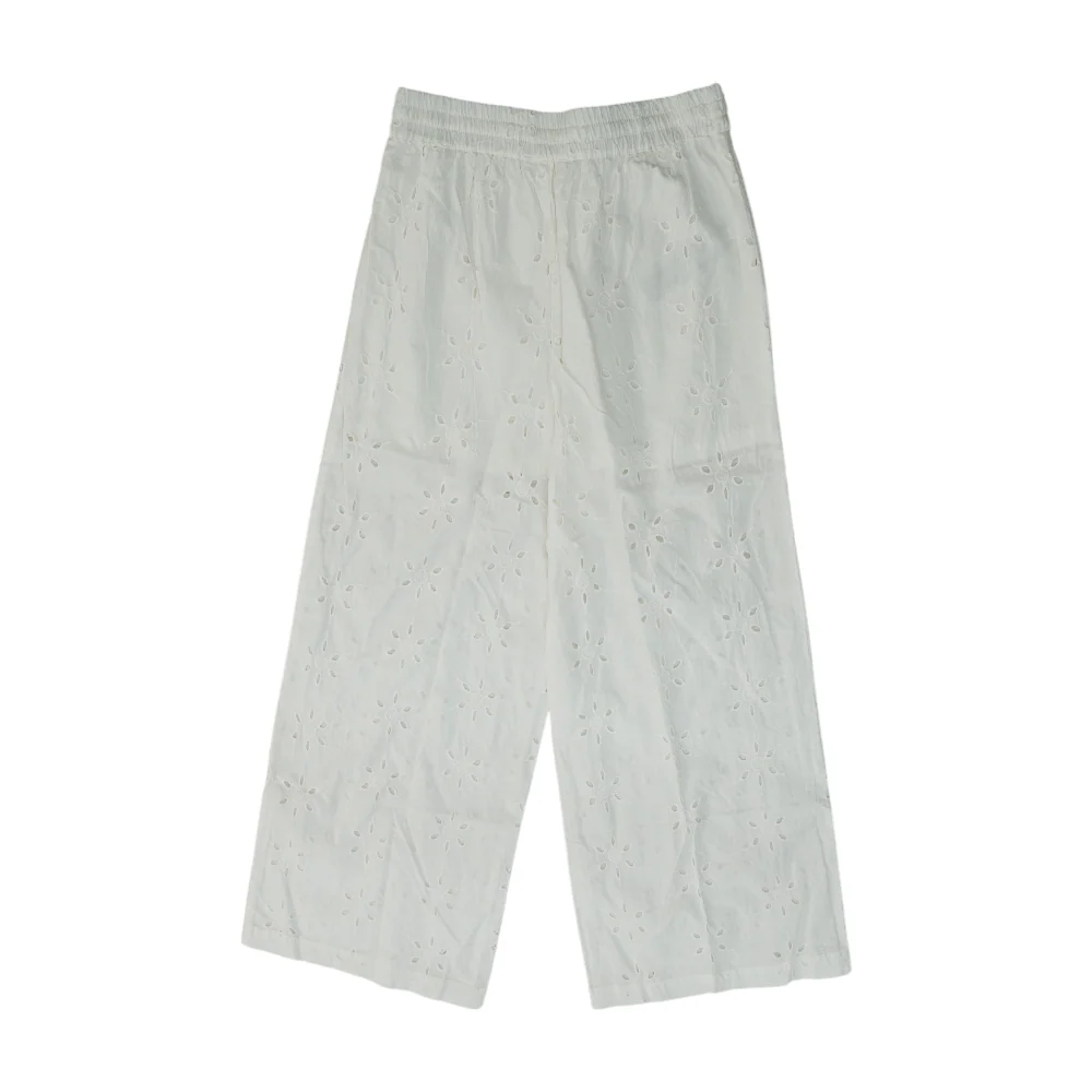 White Floral Wide Leg Pants - Image 2