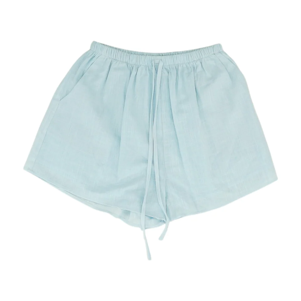 Blue Solid Knit Shorts