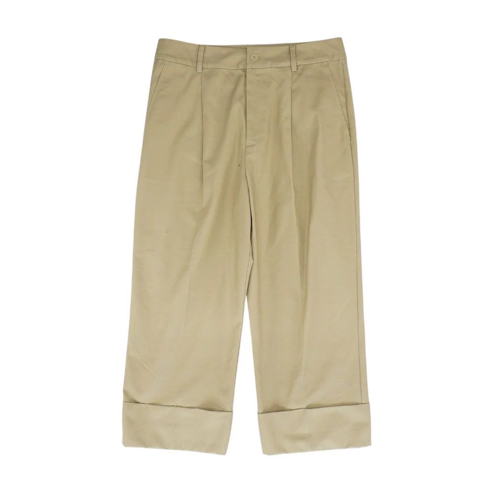 Khaki Solid Chino Capris