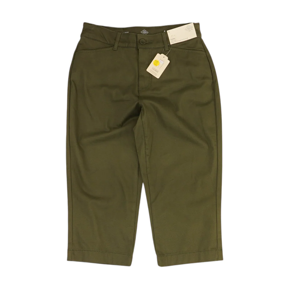 Green Solid Chino Capris