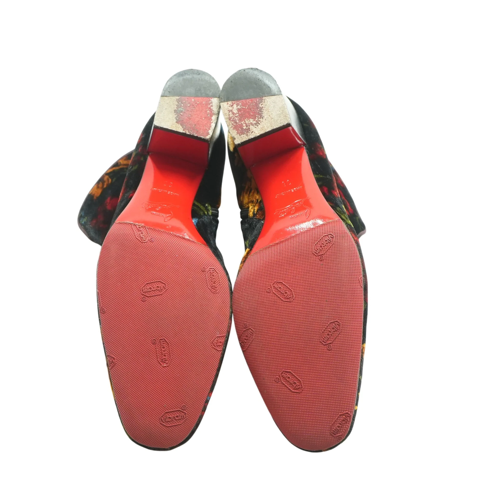 Black Velvet Floral Ankle Boots - Image 3