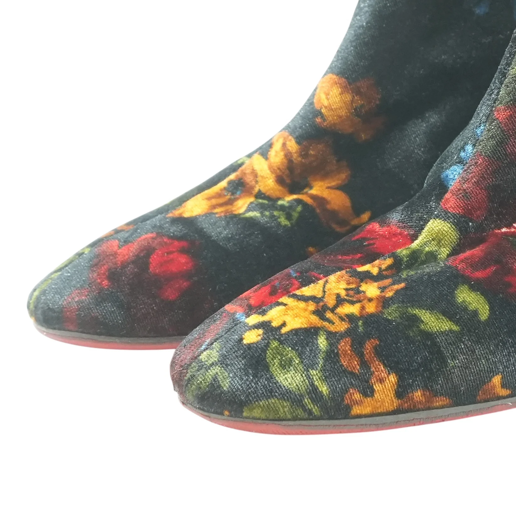 Black Velvet Floral Ankle Boots - Image 5