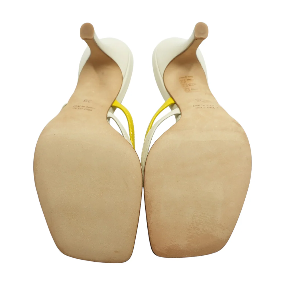 Beige and Tan Banana Leather Double Thong Sandals - Image 3