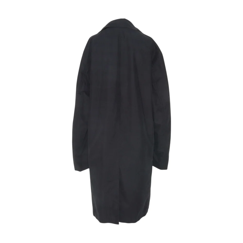 Black Solid Cotton Blend Coat - Image 2