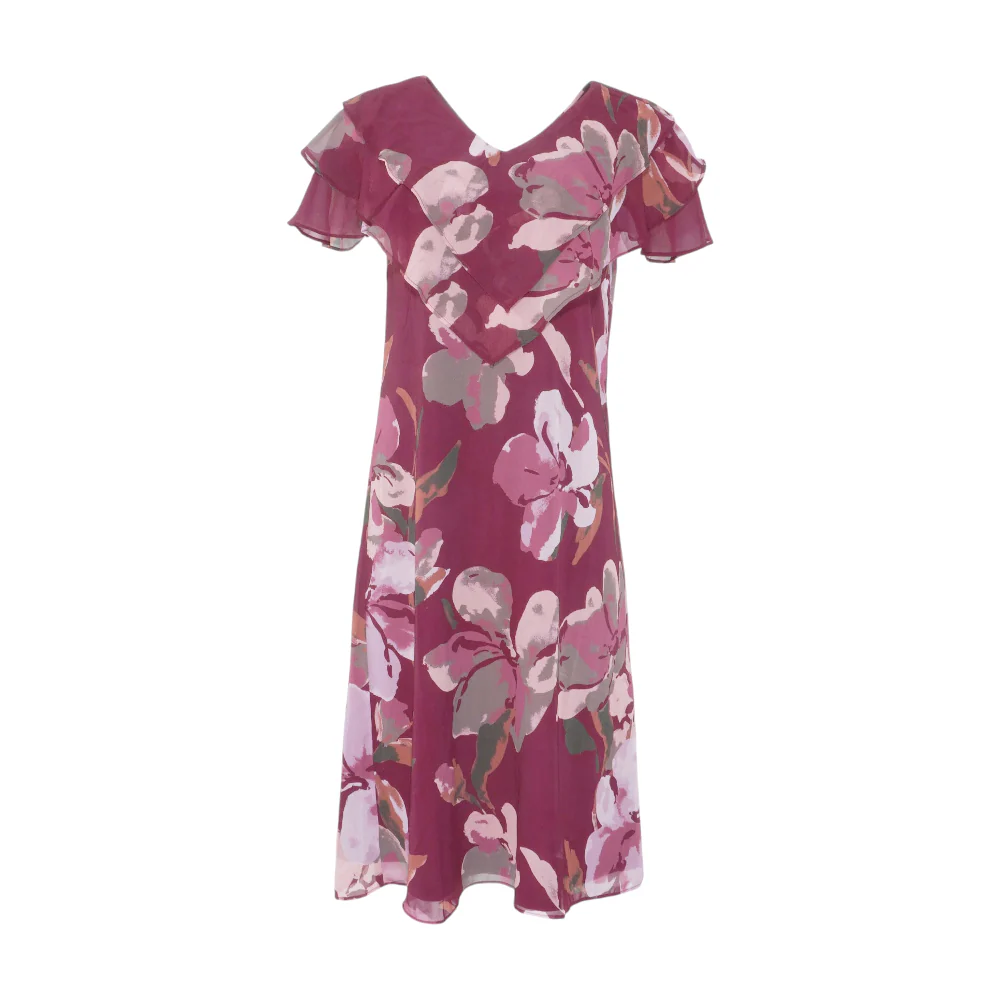 Burgundy Floral Midi Dress