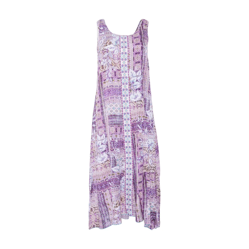 Purple Abstract Midi Dress