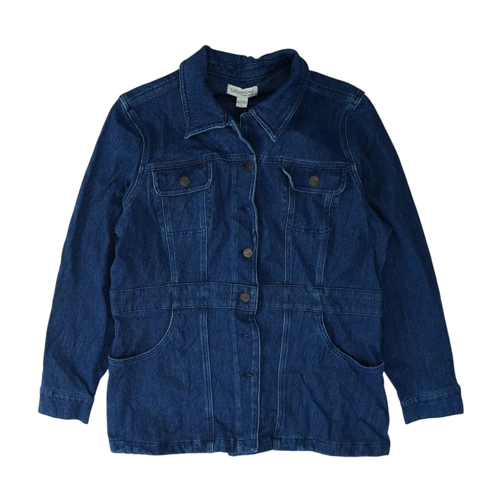 Blue Solid Denim Jacket