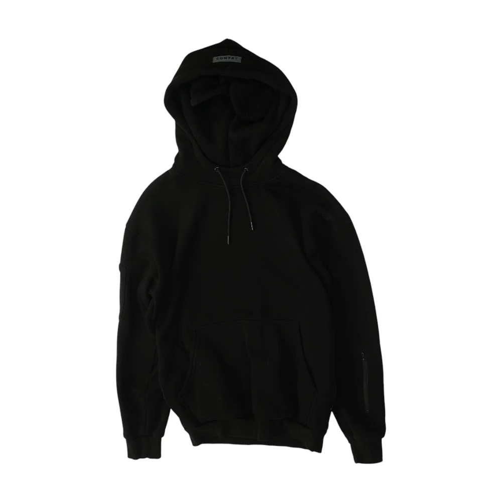 Black Solid Hoodie Pullover