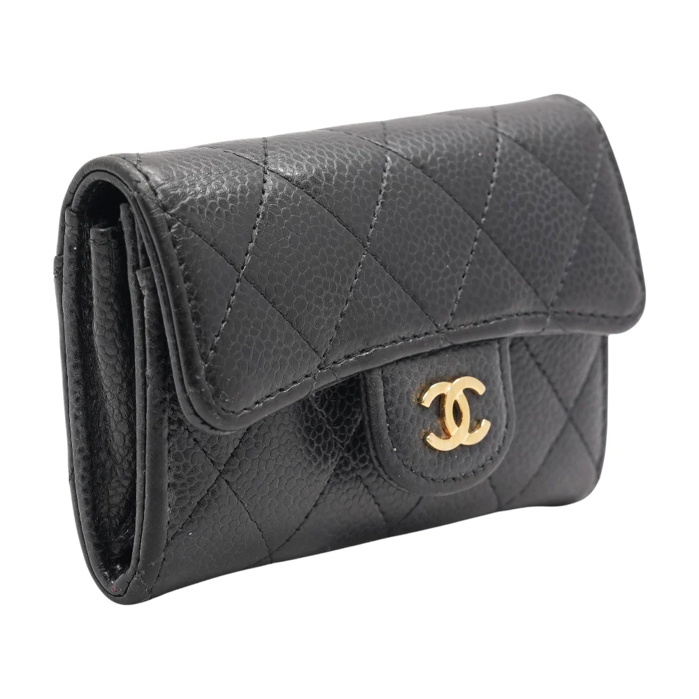 Classic Flap Card Holder in Black Leather - Image 3