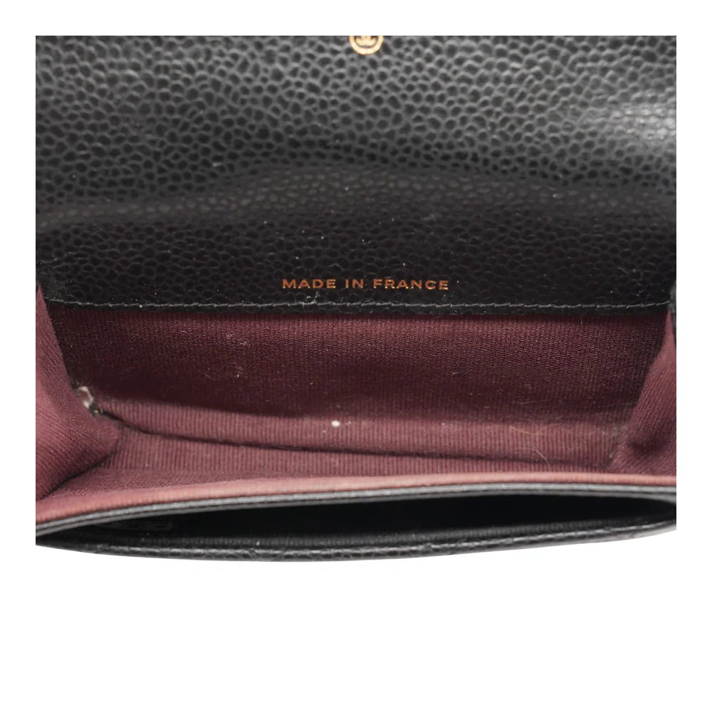 Classic Flap Card Holder in Black Leather - Image 4