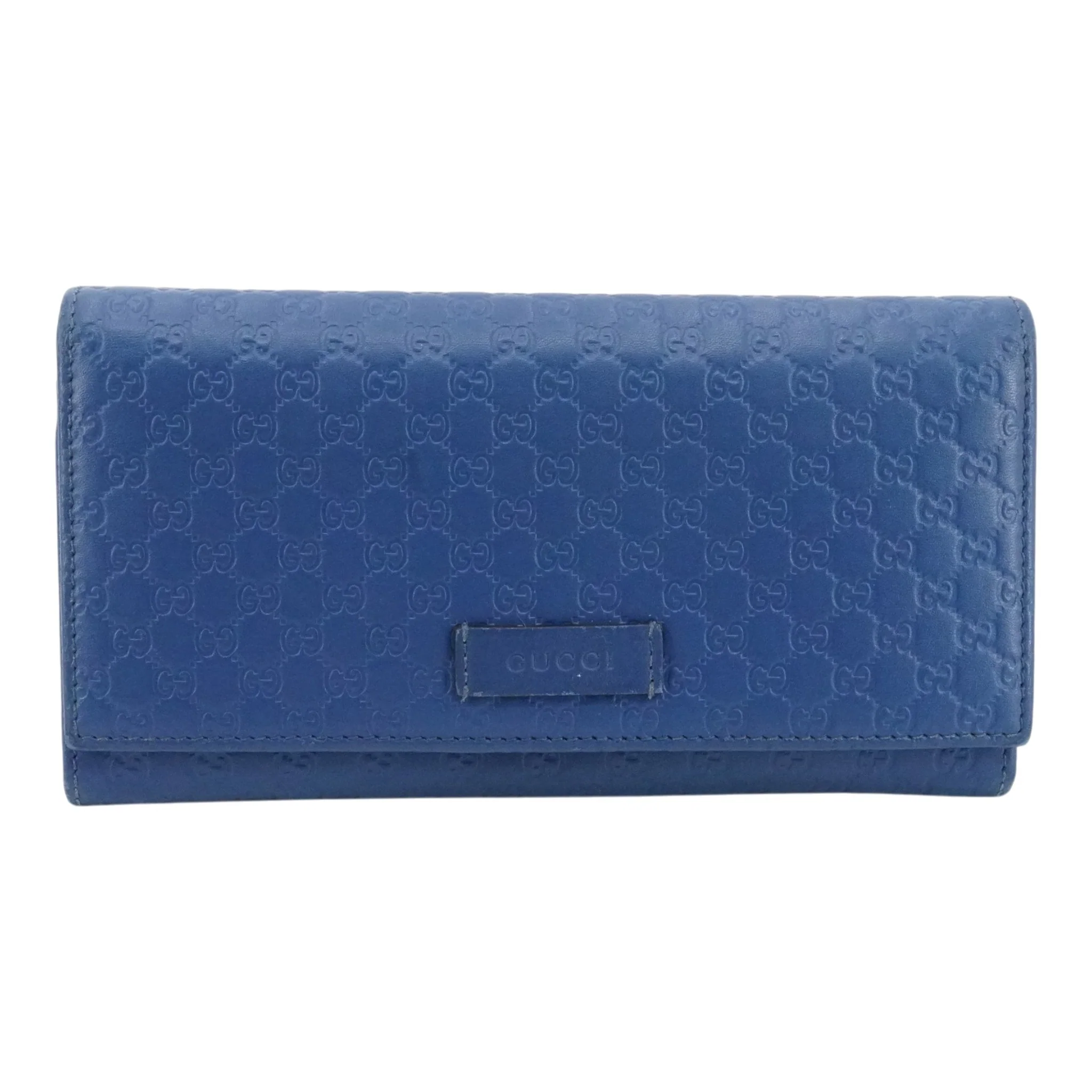 Blue Microguccissima Leather Continental Wallet