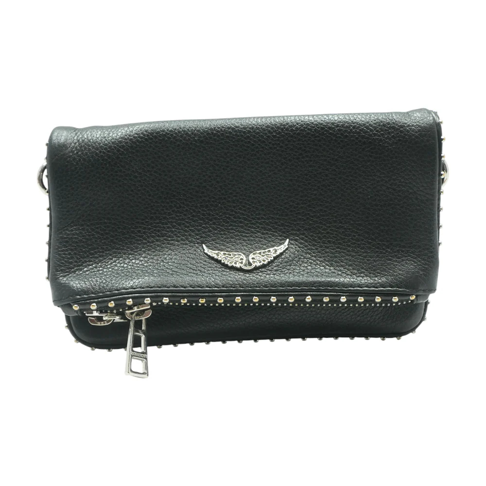 Black Studded Leather Clutch