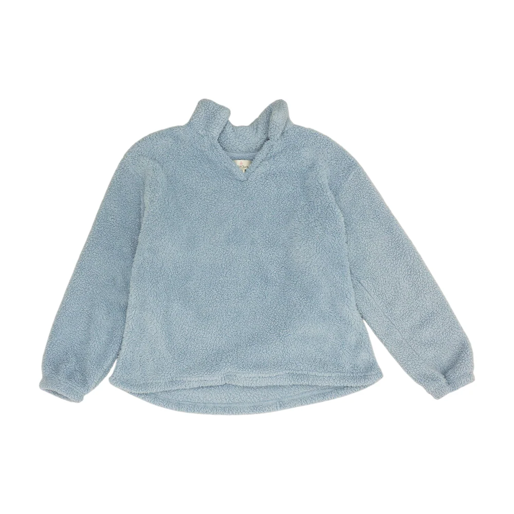 Blue Solid Fleece Pullover
