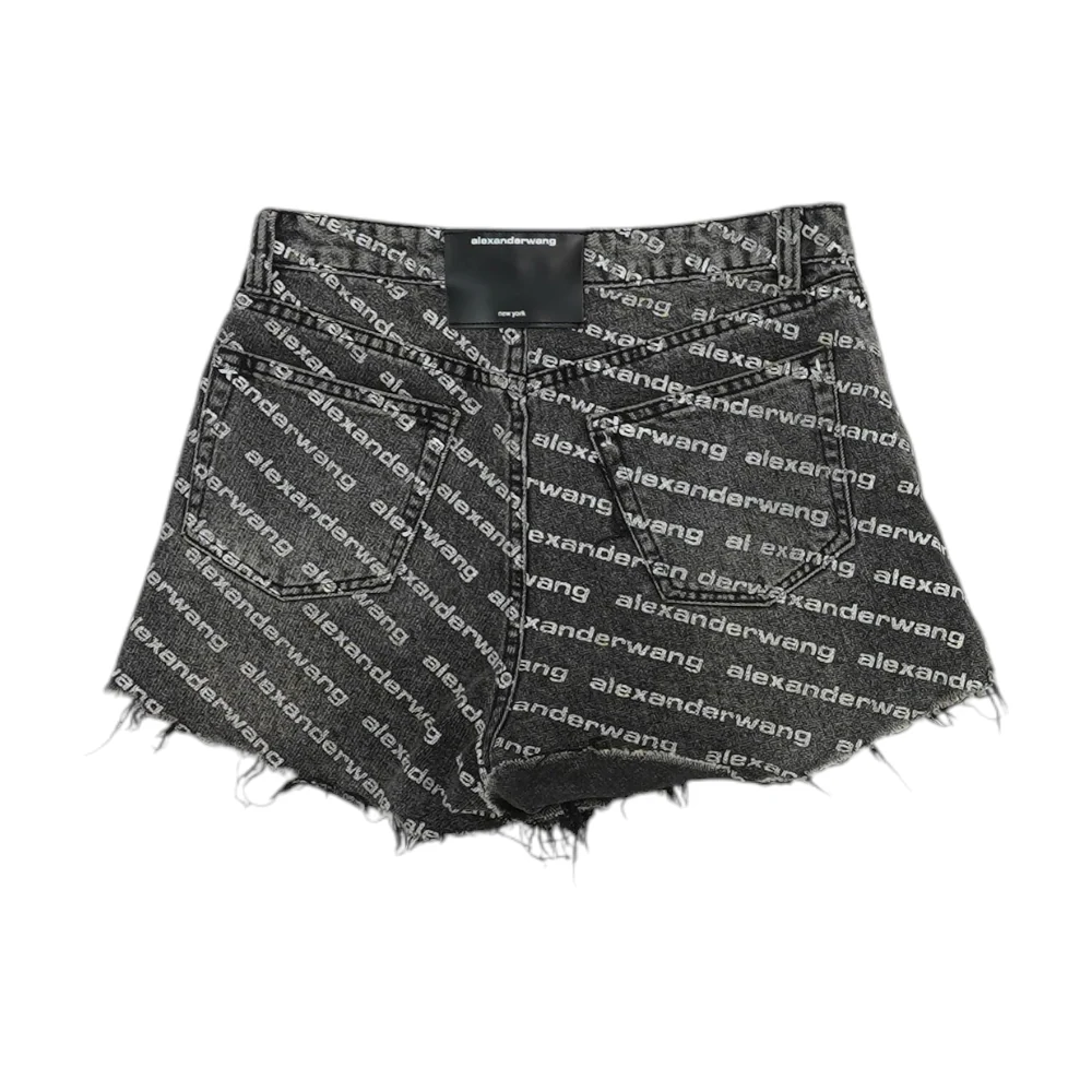 Black Print Denim Shorts - Image 2