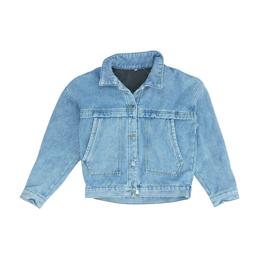 Black Solid Denim Jacket