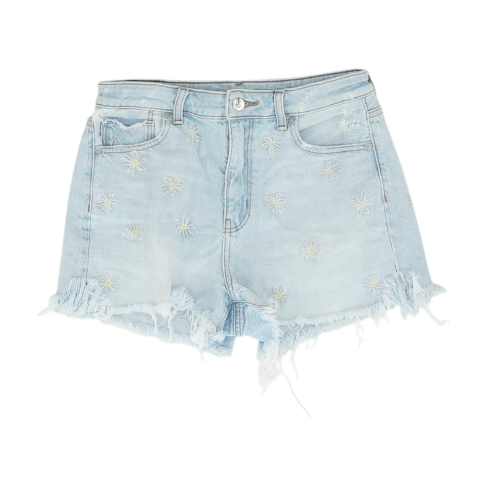 Blue Floral Denim Shorts