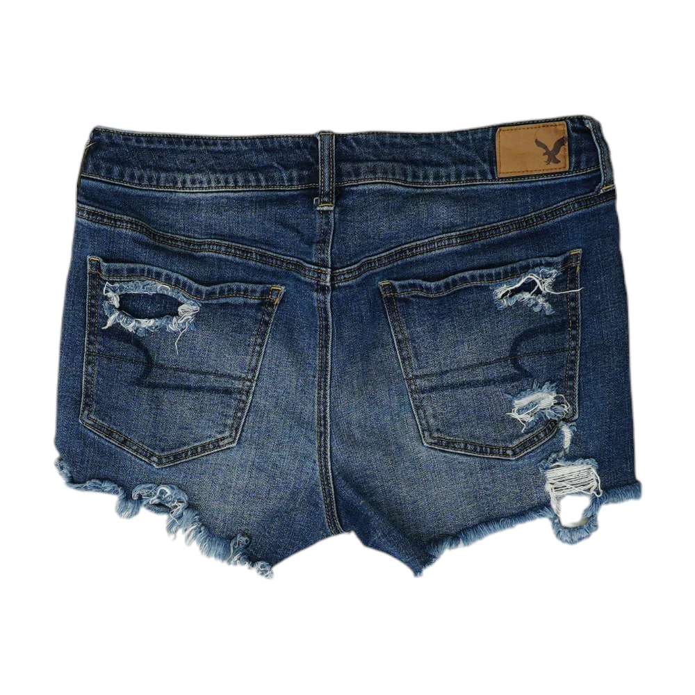 Blue Solid Denim Shorts - Image 2